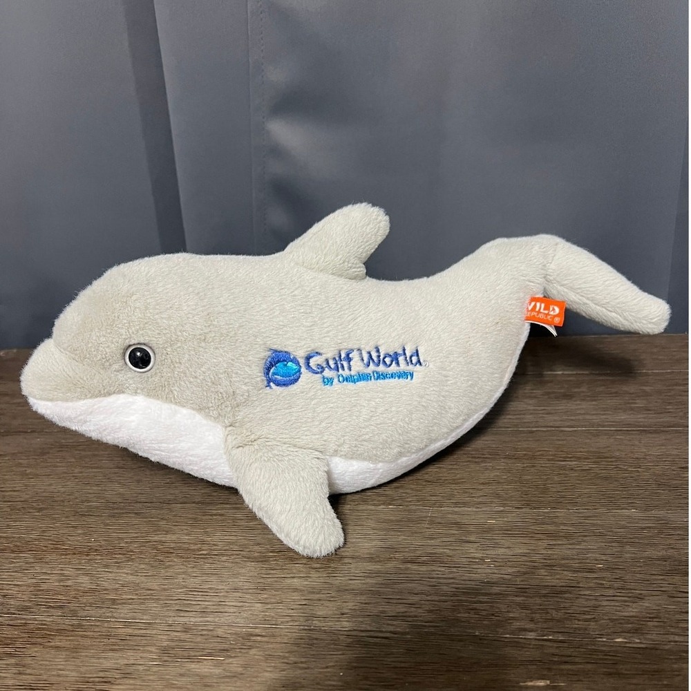 Wild Republic Gulf World Dolphin Discovery Plush Stuffed Animal Toy Grey 12"